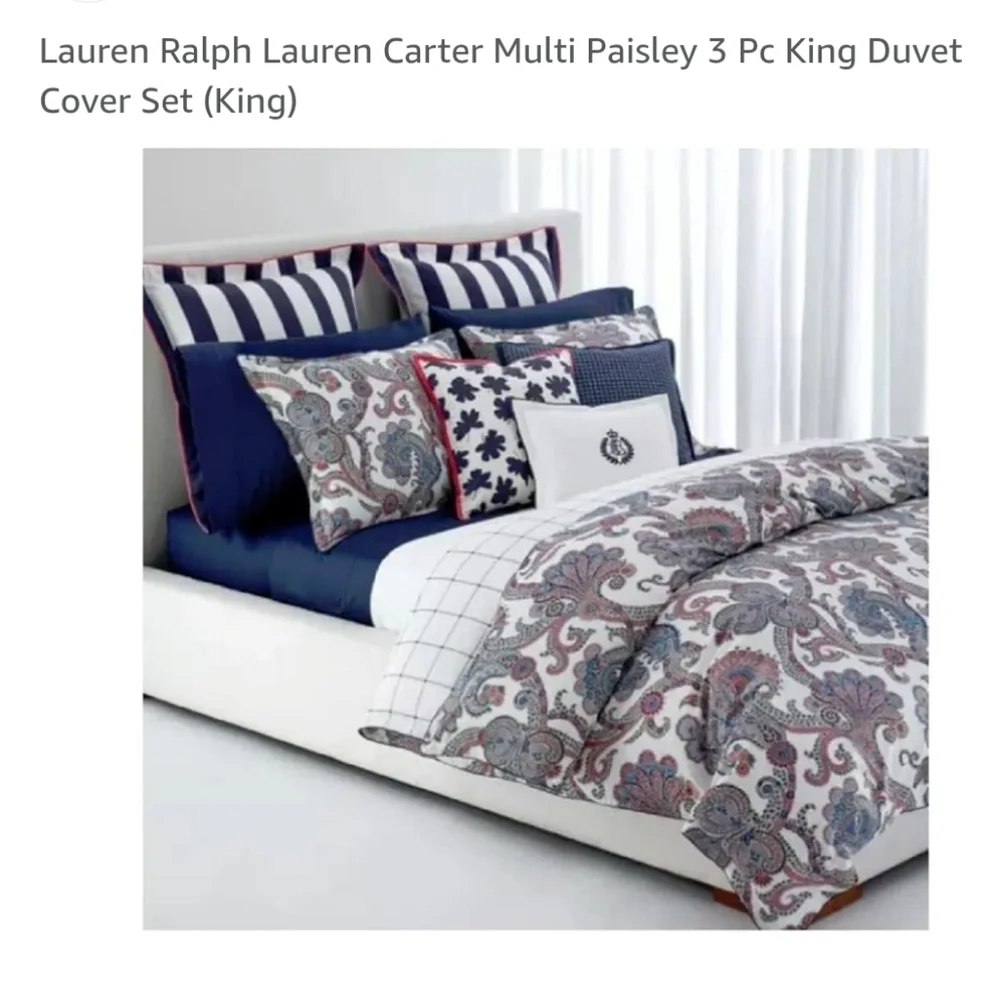 NWT - Ralph Lauren Carter Paisley 3piece KING Duvet Cover Set with Shams